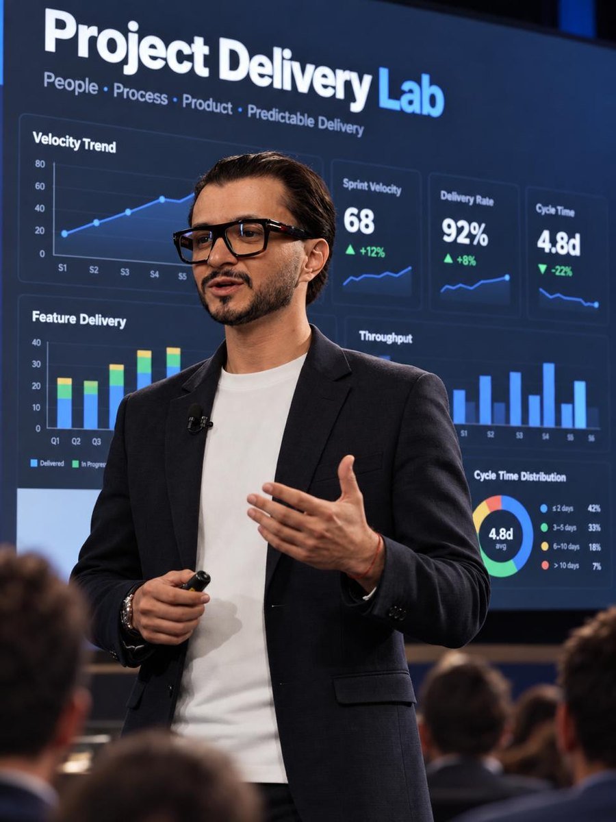 Євген Хаснатінов виступає з презентацією Project Delivery Lab